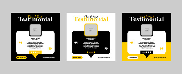 Client or customer testimonials feedback social media post web banner template	