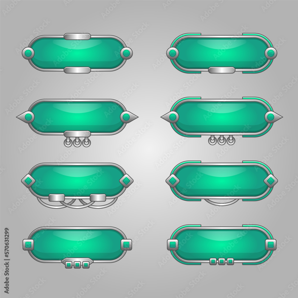 Aufkleber set of game text boxes and banner vector
