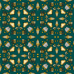 Seamless pattern doodle Eid Mubarak Muslim festival background