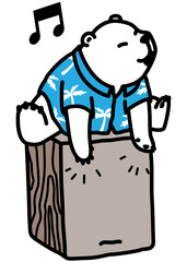 Bear Polar Bear Playing cajon percussion drum icon cartoon character illustration