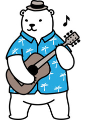 Bear Polar Bear Playing guitar icon cartoon character illustration