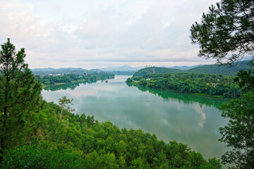 Obraz premium View of Perfume River from Vong Canh Hill in Hue, Vietnam