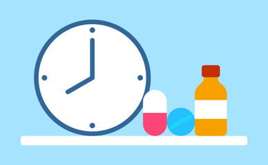 WebTime capsule, Time to take pills, syrup, capsule, medicine, Dose Time icon. Vector Illustration