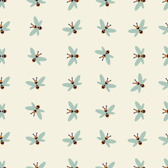 Vector seamless pattern, texture with bees on a light background