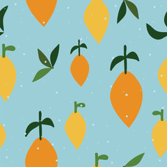 Fresh lemon seamless pattern.Trendy summer background.Colorful Citrus fruit vector for fabric or wallpaper.
