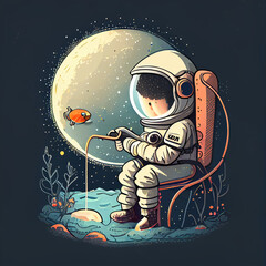 illustration of an astronaut for graphic element/sticker/t shirt design ideas.Generative AI Technology