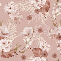 Earthy Floral Pattern. Hand painted Watercolor Design Good for Wallpaper, fashion, and print. 