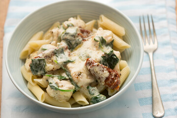 Creamy Tuscan chicken with sun dried tomatoes, spinach and parmesan