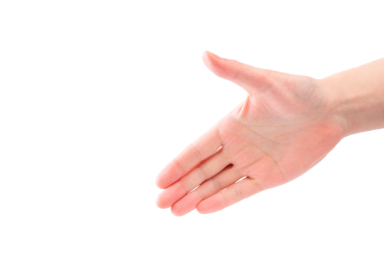 握手を求める手_手を差し出す_挨拶_コピースペース_ハンドパーツ_背景透過切り抜きpng素材