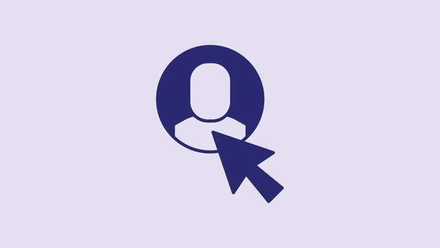 Blue Worker icon isolated on purple background. Business avatar symbol user profile icon. Male user sign. 4K Video motion graphic animation