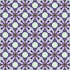 Seamless pattern with abstract flowers on violet background.  Illustration for decor fabric,  ceramic and decorative paper. 