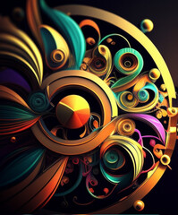 abstract background with circles - Carnival Wheel Decoration - Carnival Abstract Background - Generative AI