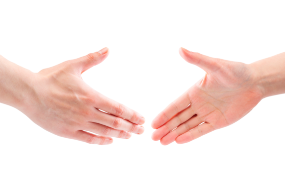 握手をする手・挨拶・友好関係・友情（背景透過切り抜きpng素材）