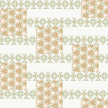 Abstract seamless pattern with decorative floral elements.
