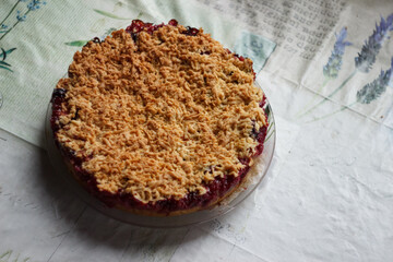 Plum pie on the plate