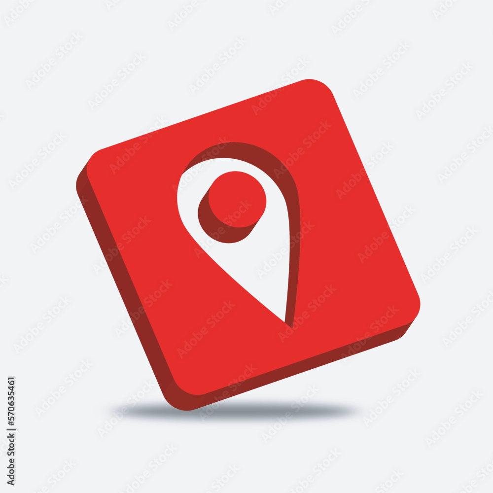 Poster pointer icon 3d on rectangle red design template