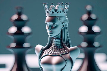 Feminism concept with chess piece. International Women's Day. Generative AI