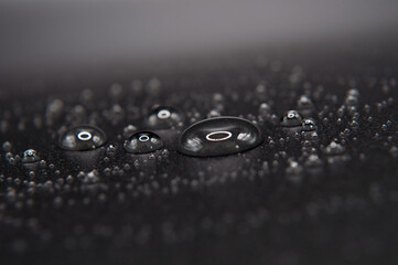 macro drops of water on a dark background