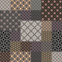 Set of patterns with abstract images.  Seamless pattern.