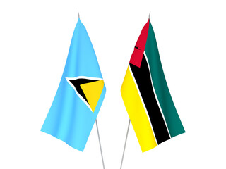 Saint Lucia and Republic of Mozambique flags