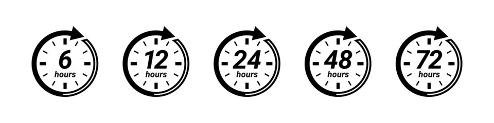 Work time. Hours clock with arrow icon