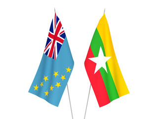 Myanmar and Tuvalu flags