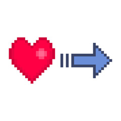 Pixel Illustration of a heart with an arrow