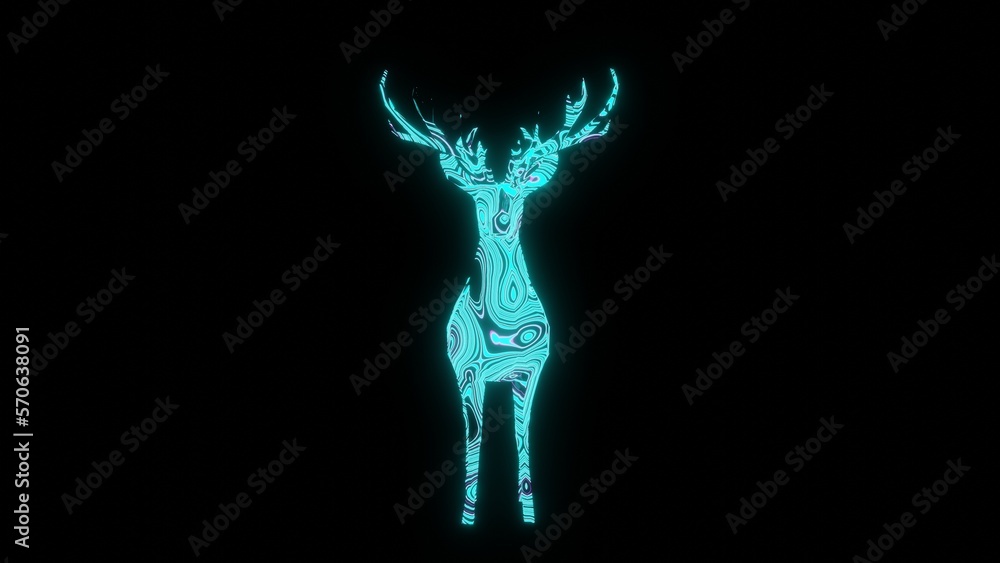 Poster illustration graphic of beautiful texture or pattern formation on the deer front side body shape, is