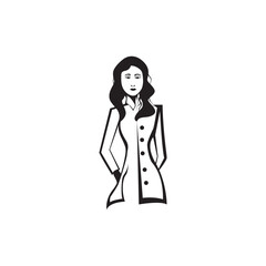 woman in jacket icon line illustration vector abstract design