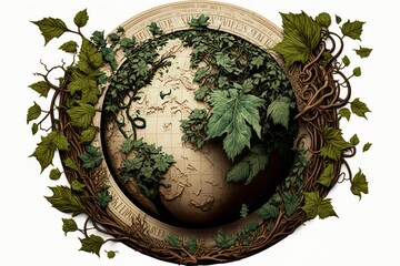 Earth globe made out grape vines