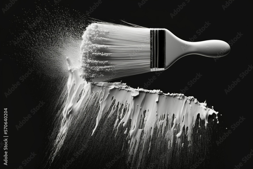 Wall mural brush and white paint