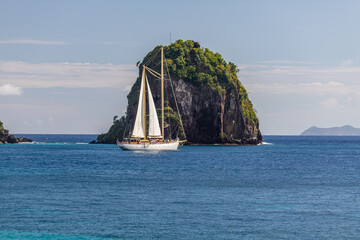 Saint Vincent and the Grenadines, ketch sailboat with wishbone rig