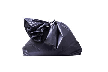 black garbage bag isolated on white background, clipping paths