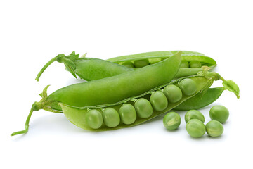 Fresh peas on white