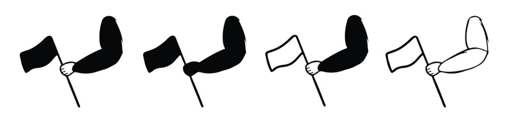 Hand holding Flag Silhouette Vector