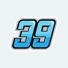 39 number racing design vector