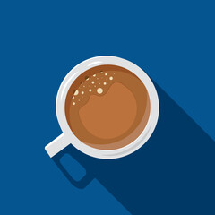 Flat design Coffee in blue background vector illustration.