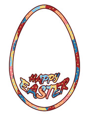 白色の塗りのたまご型の枠にHAPPY EASTERの文字のフレーム素材