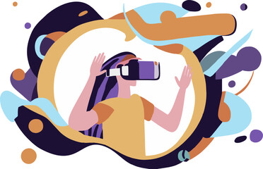 Metaverse technology future 3d concept. VR virtual reality headset with floating objects. 3d vector render with Metaverse futuristic concept