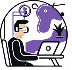 Thin line icon. Settings, choosing appearance. Pixel perfect, editable stroke. Vector illustration. Planet, universe and global NFT. VR or virtual reality. Metaverse office work