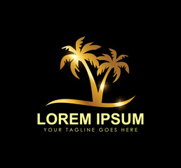 Golden Palm Tree Logo vector icon