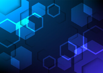 Obraz na płótnie Canvas Abstract hexagon background design, groups of hexagons in horizontal layout, blue color tone