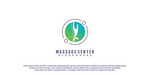 Massage logo with creative and unique design concept premium vector