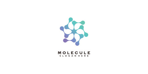 Molecule logo with creative design concept premium vector