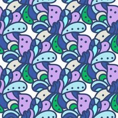 Colorful seamless pattern with floral and plants element. Freehand mandala ornament.