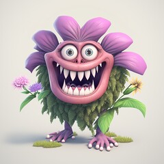 Fototapeta premium In game single giant plant monster character designed by Generative AI