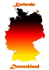 Fototapeta premium Deutschlandkarte Flagge mit der Stadt Karlsruhe als Stern
