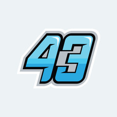 43 number racing design vector