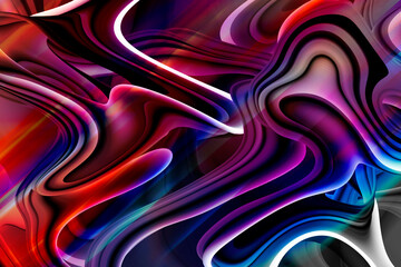 Naklejka na ściany i meble Abstract modern flow multicolour fluid free distorted dynamic flowing ripple design creative template print social media green background with waves luxury copy space technology futuristic background