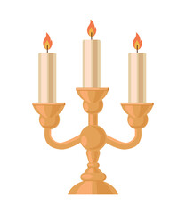 Colorful and candlestick in flat style. Objects for room decoration. Candles for a cozy and festive atmosphere.